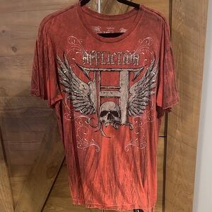 Affliction Red Winged Skull Short Sleeve Tee